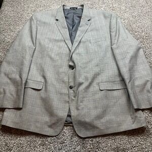 Sean John Blazer‎ Jacket Mens 58L Gray Plaid Business Casual Tailored Fit